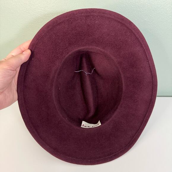 VTG BETMAR New York Fedora Hat For Women 7.5" Felt Wool Wide Brim Pearl Burgundy - Picture 5 of 10